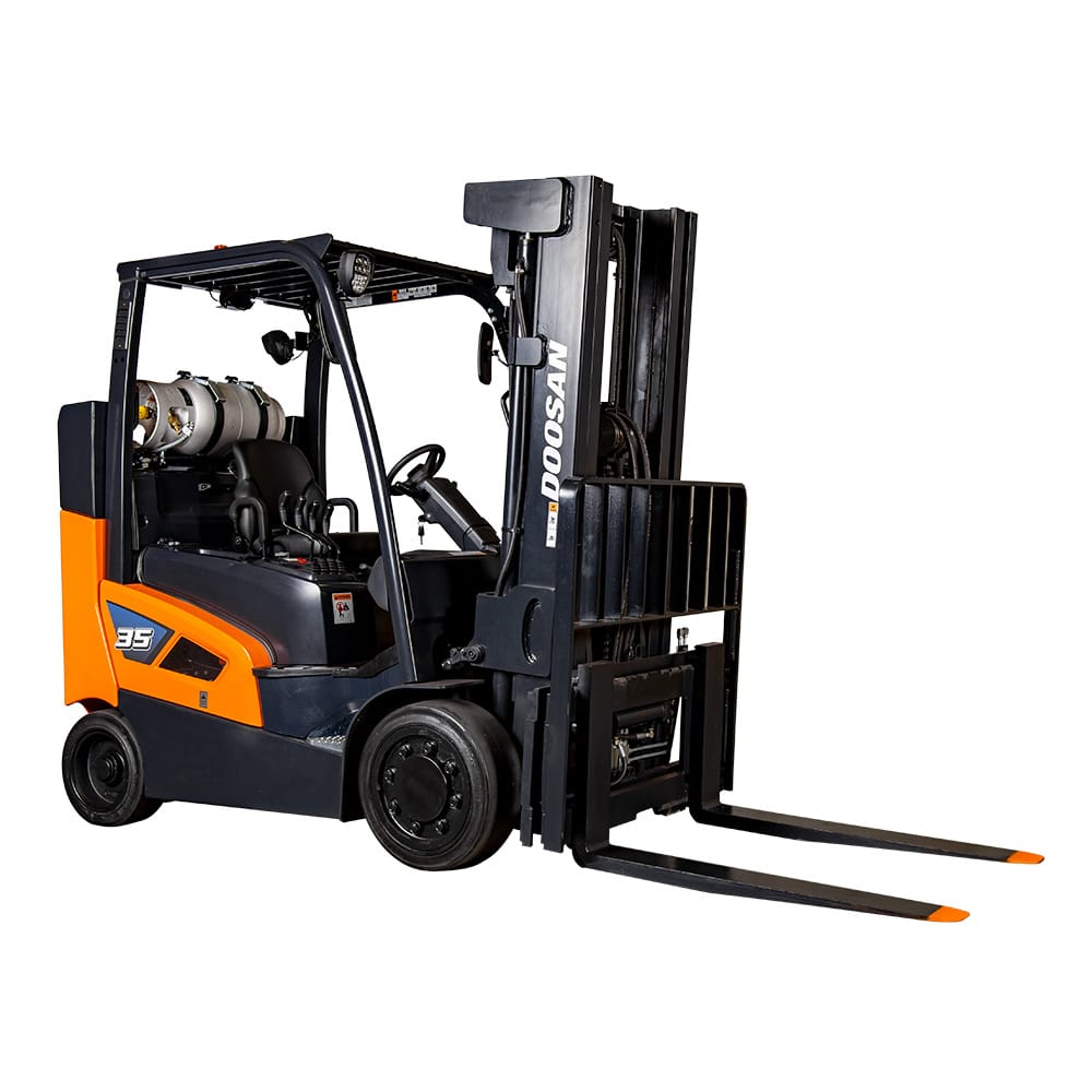 Featured image for “8-12K ENGINE POWERED CUSHION TIRE FORKLIFT”