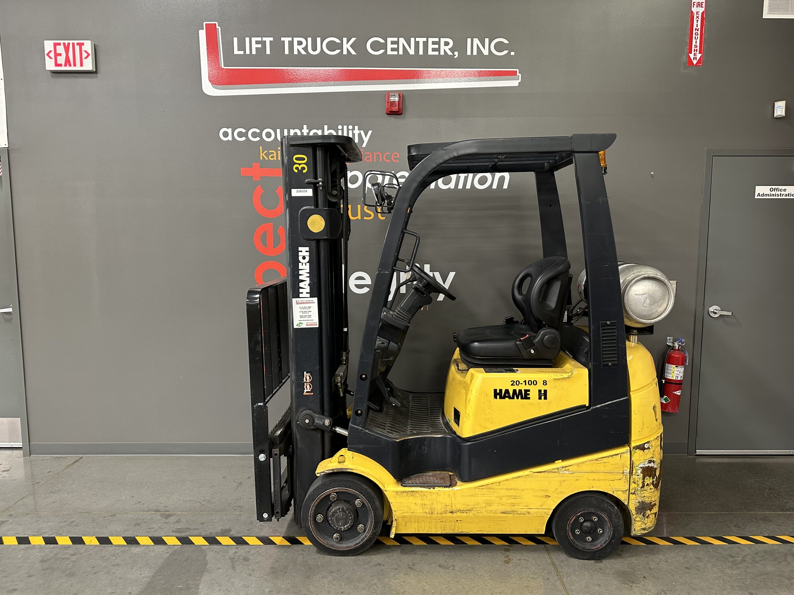 Featured image for “HAMECH 3,000 LBS. CAPACITY CUSHION TIRED FORKLIFT”