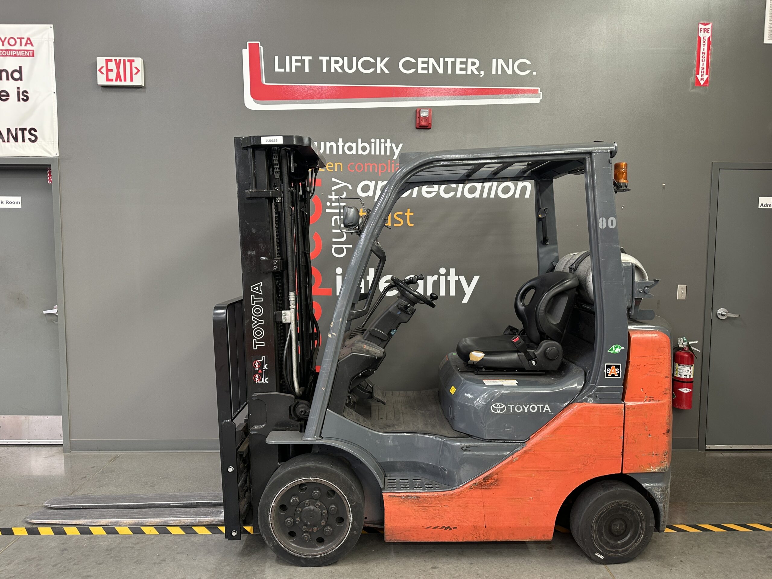 Featured image for “TOYOTA 5,000 LBS. CAPACITY CUSHION TIRED FORKLIFT”